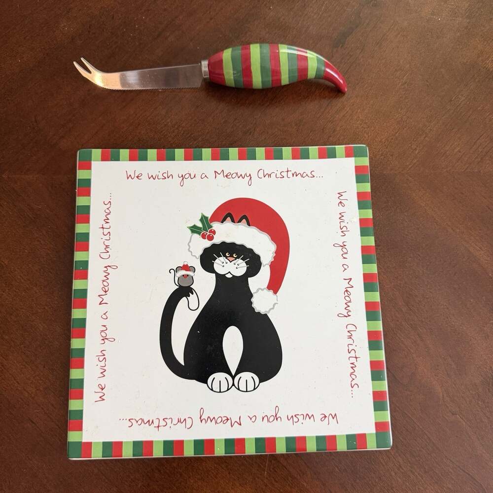 Bealls Florida Marketplace "Meowy Christmas" Cat Cheese Tile Set